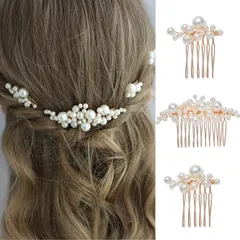 【新着商品】結婚式/ウェディング/パーティー/花嫁などの髪飾り用 かんざし ヘアアクセサリー 髪飾り パール ブライダルパールヘアコーム ブライダルウェディング髪飾り ヘアピン ヘッドドレス ヘアコーム