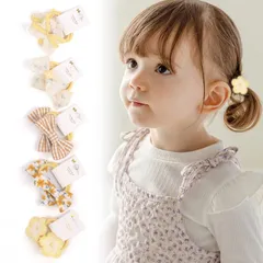 【新着商品】幼稚園 保育園 滑らない カラフル 三つ編み 痛くない 可愛い (イエロー) リボンゴム 子供用 10点セット ゴム リボン ヘアアクセサリー 子供 BIANHUAN