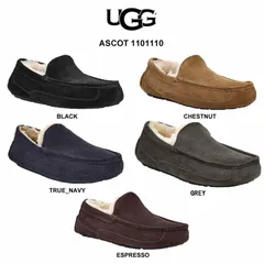 UGG(アグ)メンズ アスコット モカシン ローファー シューズ はっ水 スエード ウール ふわふわ ムートン 定番 屋内 屋外 男性用 靴 ギフト M ASCOT 1101110