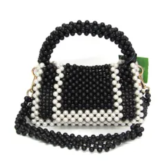 ケイト・スペード(Kate Spade) Kate Spade × Target カラーブロックビーズ クロスボディバッグ レディース プラスチック ハンドバッグ,ショルダーバッグ ブラック,パールホワイト