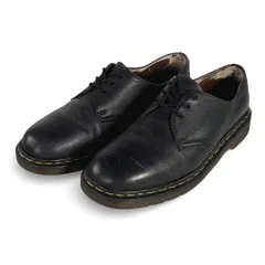 ドクターマーチン 英国製 プレーントゥ 3ホール ブラック ヴィンテージ Dr.MARTENS レザーシューズ UK8 古着 @FB0006