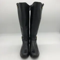 コールハーン ロングブーツ レザー ニット 黒 25.5cm W07907 ベルト