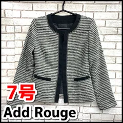 Add Rouge　アッドルージュ　ツイードジャケット　ノーカラージャケット　7号　ブラック系　現状品　NMO1-038-08