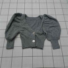 ◇ Θ アメリエル マジェスティックレゴン amerge. パフスリーブカーディガン グレー系 M レディース E 【1511110039952】