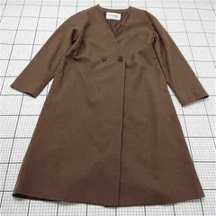 ◇ ⊇ ナチュラルビューティーベーシック チェック柄ノーカラーコート S ブラウン系 レディース E  【1511110043195】