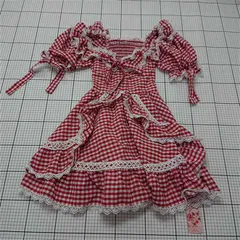 ◇ ⊂ シーイン SHEIN MOD ギンガムチェック フリルワンピース レッド系 レディース E  【1511110043331】