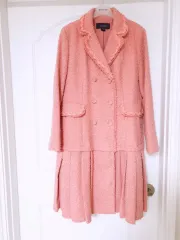 (77サイズ) ツイード ミディロング ONE PIECE ピンク ピンク ONE PIECE かわいい 春 秋 ジャケット兼