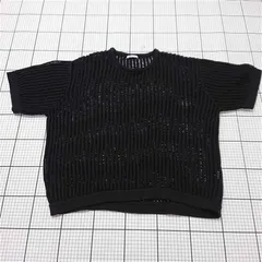 ◇ Θ ザラ ZARA メッシュニット半袖トップス ブラック系 メンズ XL E  【1511120022319】