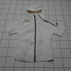 ◇ Θ アディダス adidas 半袖フーディー ジップアップパーカー ホワイト系 メンズ E  【1511120022265】