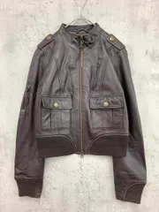 Private Label プライベートレーベル 羊皮 レザー ブルゾン ジャケット size2/茶 ■■ レディース