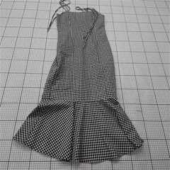 ◇ ⊂ ナイスクラップ NICE CLAUP ギンガムチェックキャミワンピース ブラック系 レディース E  【1511120023866】