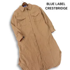 BLUE LABEL CRESTBRIDGE ブルーレーベル クレストブリッジ 裏地チェック ウール ロング シャツ ワンピース Sz.36 レディース