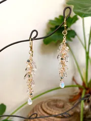 No.540   14kgf   ハーキマーダイヤモンド＆ブルーダイヤモンドの氷柱ピアス