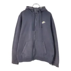 NIKE ナイキ ワンポイントロゴ フェード フルジップ スウェット パーカー ネイビー(メンズ L)中古 古着 X2113