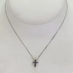 【中古】K10WG ネックレス ノーブランドジュエリー 約40cm 約0.84g クロスモチーフ クロストップ 十字架 ホワイトゴールド WG シンプル 華奢 繊細 ぷっくり A2505514【無料ギフトラッピング承ります】