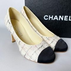 CHANEL / ツイードパンプス 35 ココマーク アイボリー ヒール シャネル