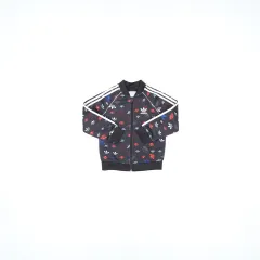 90 アディダス キッズ マルチ 炎 ジャージ ジップアップ 0119H1