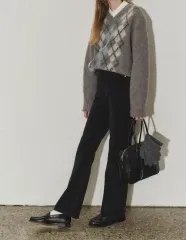 ダンスト 70s セミ フレア コーデュロイ パンツ ネイビー