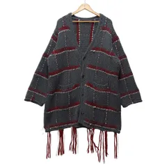 UNDERCOVER アンダーカバー 品番 UCZ1912-1 モヘア ロング フリンジ ニット カーディガン ダークブルー×グレー サイズ 2 正規品 / 53643