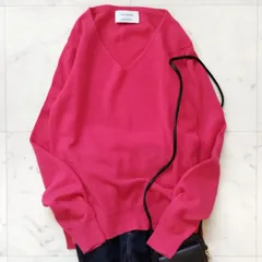 美品【グリーンレーベルリラクシング】Vネックニット ピンク カシミヤ100%