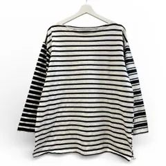 Le minor×TOMORROWLAND ルミノア クレージーパターン ビッグバスクシャツ 別注 サイズFREE 定価¥17600 ボーダー カットソー コットン100% フランス製 レディース 春 ゴーゴー古着久喜倉庫店 草3056