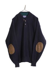【お得なクーポン配布中!】 70s USA製 ペンドルトン ウール ニット セーター メンズ M / 古着 ヴィンテージ ヘンリーネック プルオーバー エルボーパッチ ヘリンボーン