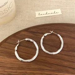 ピアス レディース シルバー フープ 不規則 シンプル 上品 新品