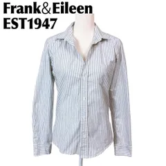 【美品】フランク＆アイリーン スキッパー 長袖シャツ S ストライプ 白×グレー