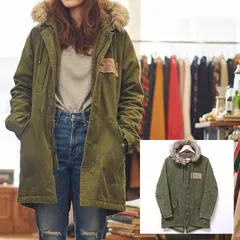 裏ボアで防寒性抜群◎【TITICACA】チチカカ モッズコート コットン 綿100% アウター エスニック カジュアル ミリタリー アーミー デイリー タウンユース アウトドア 古着MIX カーキ レディース サイズL/M41284jY