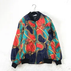 中綿 総柄 ジャンパー　ブルゾン　ボンバージャケット　 マルチカラー　鎖　リブ　カラフル　韓国