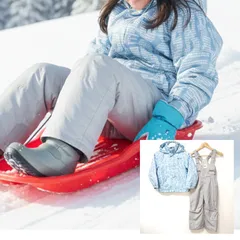 セットアップ◎【RESEEDA】レセーダ オンヨネ スノーウェア 上下セット ジャケット ビブパンツ つなぎ 中綿 スキー 雪遊び スノーボード スノボ アウトドア 防寒 ライトブルー×ライトグレー 子供用 キッズ ジュニア サイズ120/M41281jY