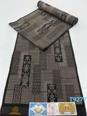 本場奄美大島紬 大島紬 古代染色純泥染 地球印 花 正絹 反物 T9277