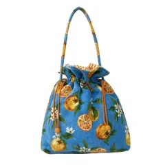 FEILER(フェイラー) ショルダーバッグ美品  ライトブルー×オレンジ×マルチ 花柄/巾着