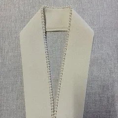 パール付重ね衿  生成　パール　ポリエステルちりめん