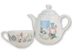 【中古】マグカップ・湯のみ ブルー てまねき影絵のアリス ティーポット＆カップセット 「センチメンタルサーカス」