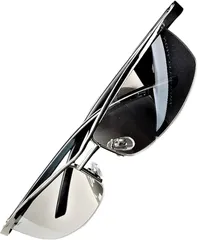 ZIG's SELECTION サングラス メンズ 1年中キマル 昼夜兼用可 運転 アウトドア カジュアル 薄い色 ライトカラー ライトブラウン ハーフミラー クリア UV400 UVカット ハーフリム (シルバー,  L)