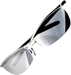 ZIG's SELECTION ZIG'sサングラス メンズ 1年中キマル 昼夜兼用可 運転 カッコいいサングラスケース マットシルバーframe 薄い色 ライトカラー ライトブラウン ハーフミラー クリア UV400 (シルバー,  L)