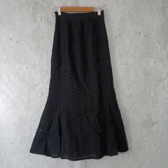 レディース カットワークレースマーメイドスカート ロング ブラック Fサイズ 〇□