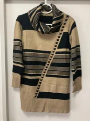 美品　古着　長袖　ロングニット　レディース　ブラック　ブラウン　F