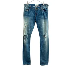 MN4  Abercrombie&Fitch  アバクロンビーアンドフィッチ　パンツ　ヒゲ&ダメージ加工　ウォッシュド　ストレートデニム メンズ2(M) ブルー 2000000089454のサムネイル