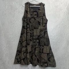 BONITA ボニータ ノースリーブ ワンピース 刺繍  フレア チュニック バティック レディース L-LLサイズ ブラック □〇