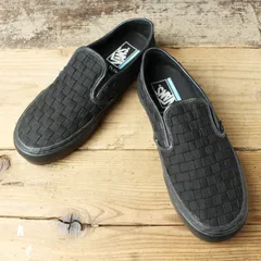 USA VANS バンズ 編み込み スリッポン スニーカー 27cm ブラック シューズ アメリカ古着　011426aw126