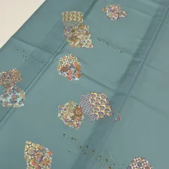 単衣 付け下げ 裄65.5 化繊 箔 更紗 素敵な染め 袷 着物 MK-3182