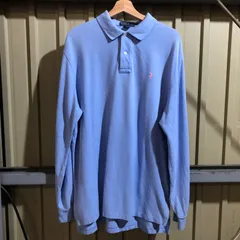 1518 Polo by Ralph Lauren 長袖ポロシャツ 水色 XL ポロバイラルフローレン ワンポイント 刺繍ロゴ ポロポニー 古着卸 アメリカ仕入