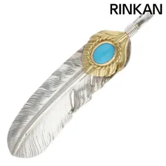 ゴローズ  上金金縄ターコイズ特大フェザー 左向き ネックレストップ メンズ 特大