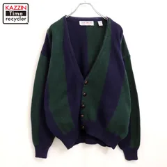 90s vintage ストライプ柄 コットン ニットカーディガン メンズ 表記Lサイズ