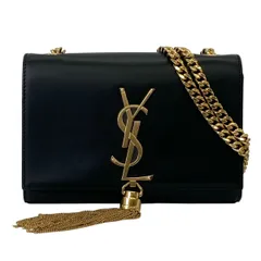 YVES SAINT LAURENT イヴ・サンローラン ケイト レザー チェーン ショルダーバッグ 354120 ブラック  レディース【中古】