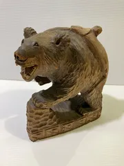北海道　熊木彫り　オブジェ/置物　中古　現状