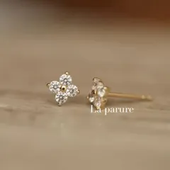 高品質　新品　ピアス　18kgp　ジルコニア　フラワー　花　匿名配送　送料無料　A14