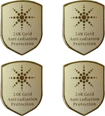 にしはや EWI電磁波遮断ステッカー 電磁波防止シール TV パソコン 電子レンジ 電磁波カット 携帯 シェイバー スマホ スマートフォン ドライヤー 4点セット (ゴールド(盾))